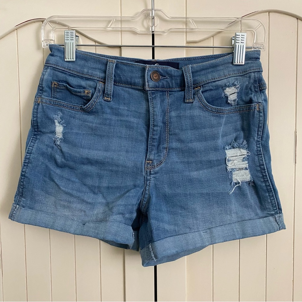 Hollister High-Rise Short 3” Advanced Stretch Size 1 Waist 25” Blue Distressed